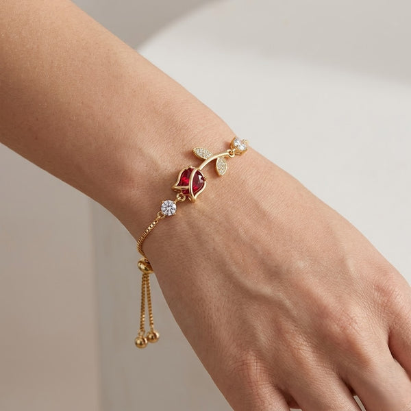 Ruby Tulip Bracelet ~ Adjustable