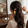 Orchid Fringe Lantern Hairpin hair clip – alternate angle