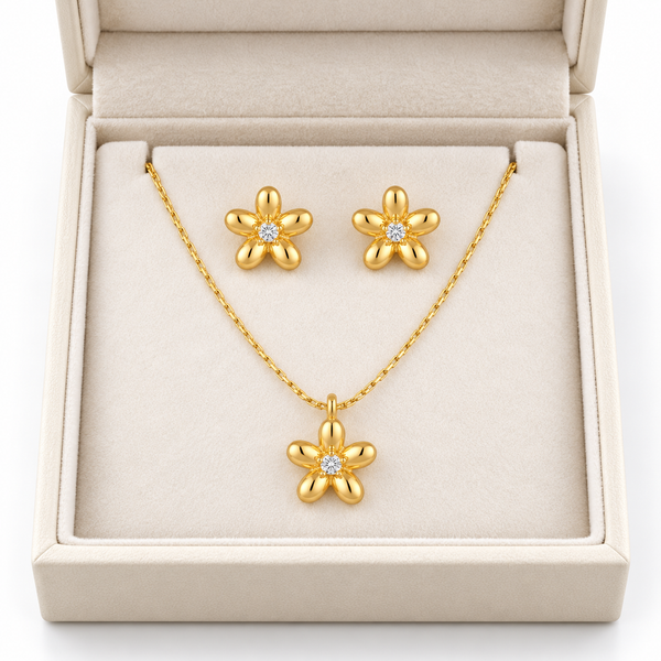 Flower Necklace with Earrings