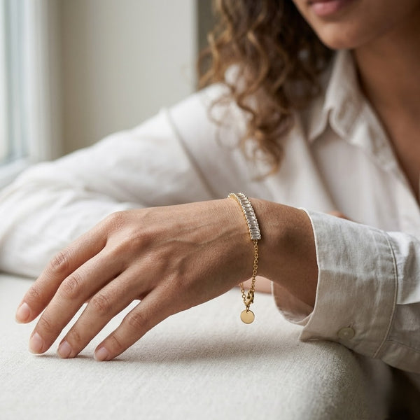 Baguette Pave Chain Bracelet