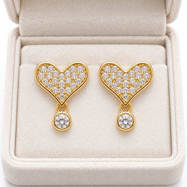 Studded Heart Accent Earring