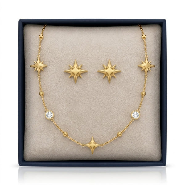 Crystal Star Necklace with Earrings