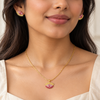 Pink Studded Eye Necklace with Earrings