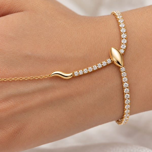 Studded Snake Hand Chain