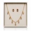 Delicate Drop Rectangle Charm Necklace with Earrings
