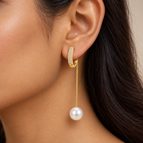 Studded Dangle Pearl Earrings