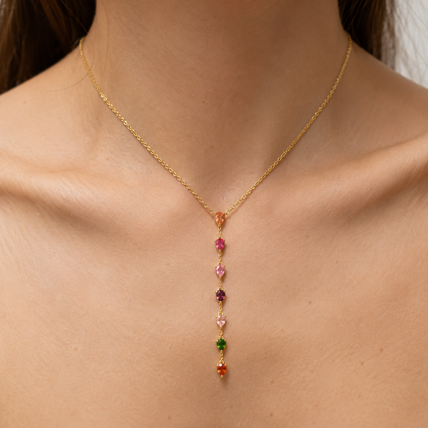 Multicolour Teardrop Y Necklace