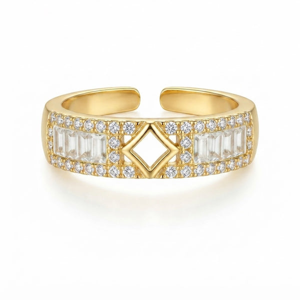 Diamond Crown Crystal Line Ring