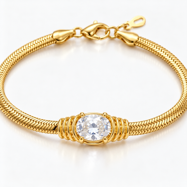 Oval Cut Snake Chain Bracelet