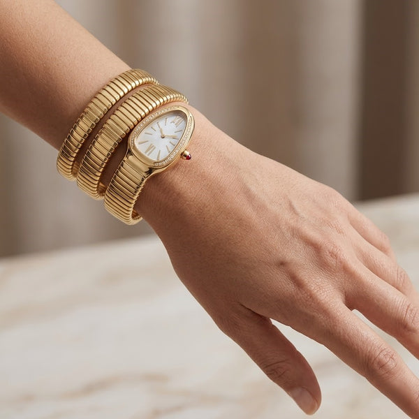 White Dial Gold Serpent Watch