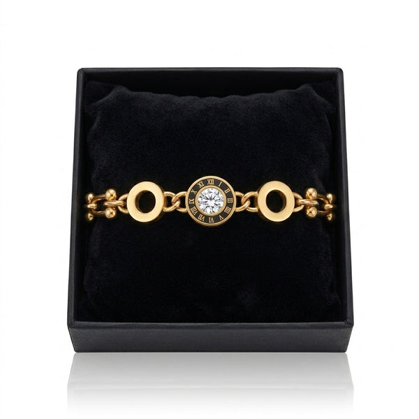 Roman Crystal Disc Link Bracelet