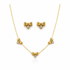Bow Crown Heart Charm Necklace with Earrings