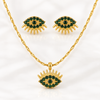 Emerald Studded Eye With Earrings