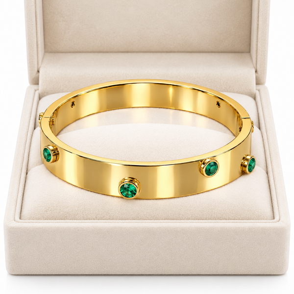 Emerald Crystal Broad Bracelet