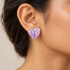 Glazed Purple Heart Earring