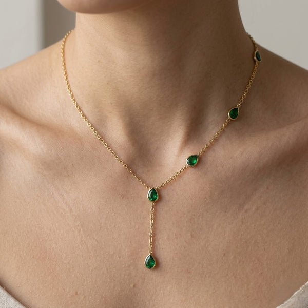 Emerald Side Drop Necklace