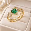 Emerald Halo Heart Link Ring