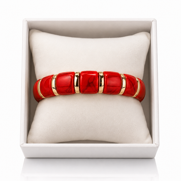 Resin Tube Stretchable Bracelet - Maroon