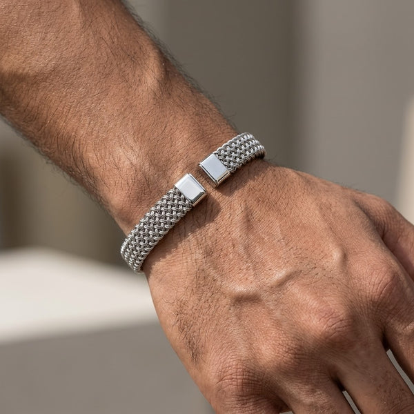 Aurelia Silver Mesh Men’s Bracelet