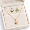 Pink Tulip Necklace with Earrings
