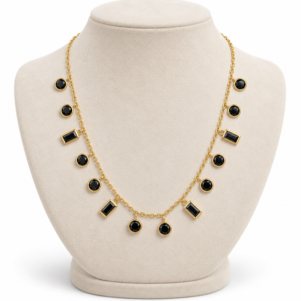 Black Rectangle Chime Necklace
