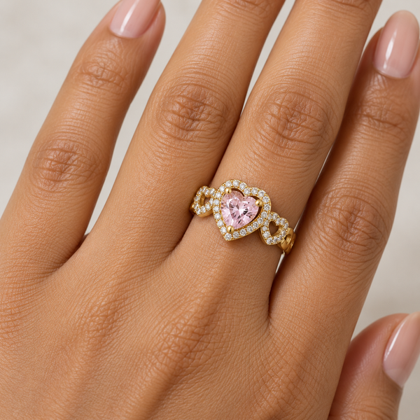 Pink Halo Heart Ring