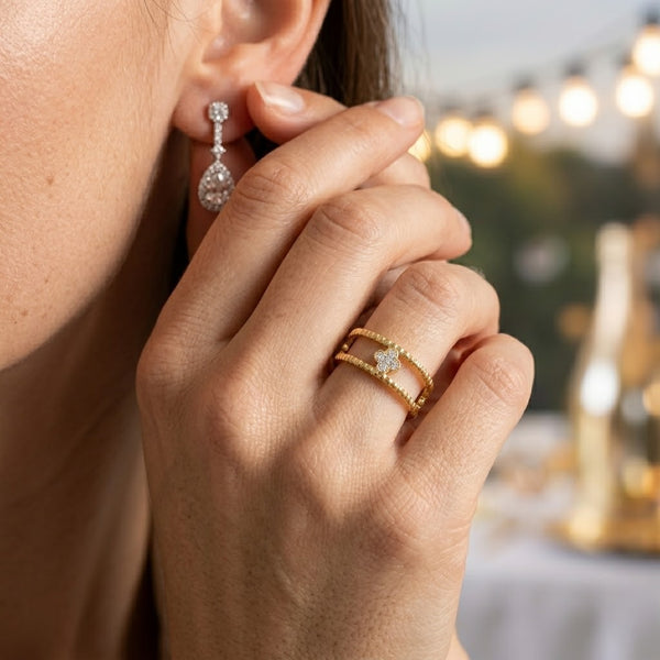 Halo Studded Clove Ring