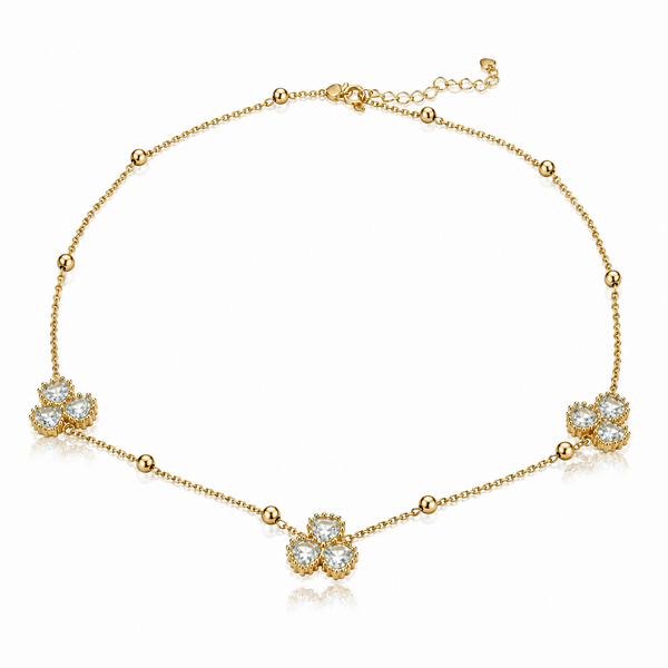 Dainty Heart Flower Necklace with Earrings