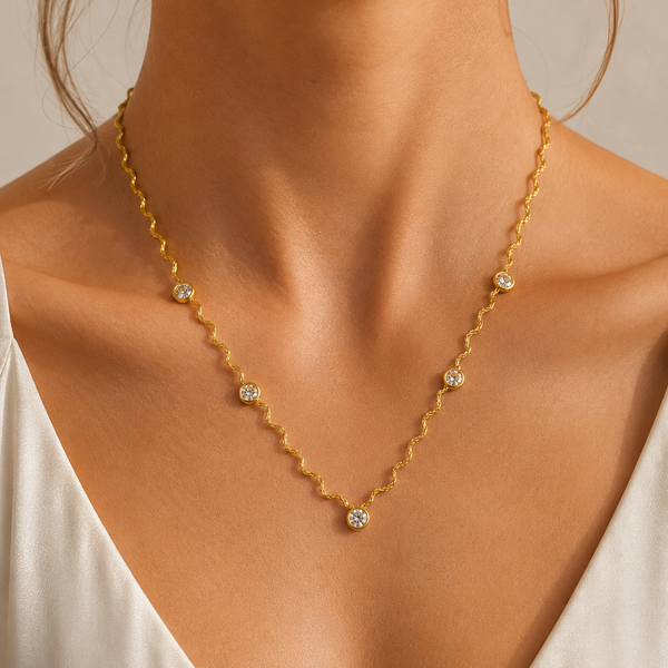Crystal Wave Chain Necklace