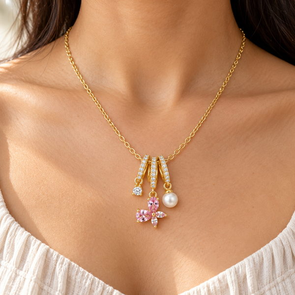 Pink Buttery Charm Necklace