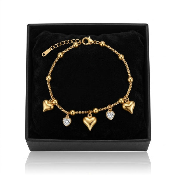 Heart Charm Ball Chain Bracelet