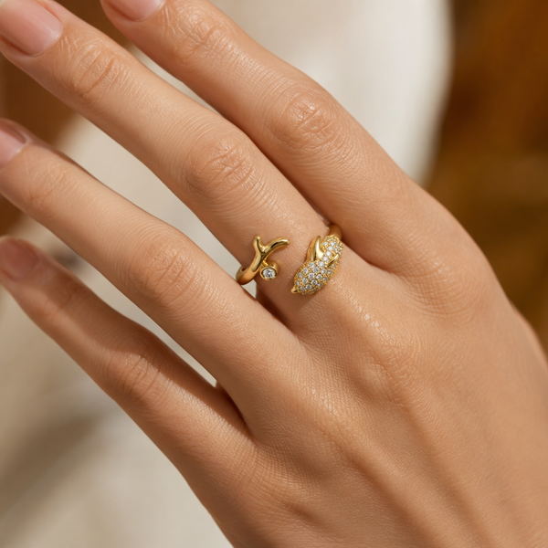Dainty Crystal Shark Ring