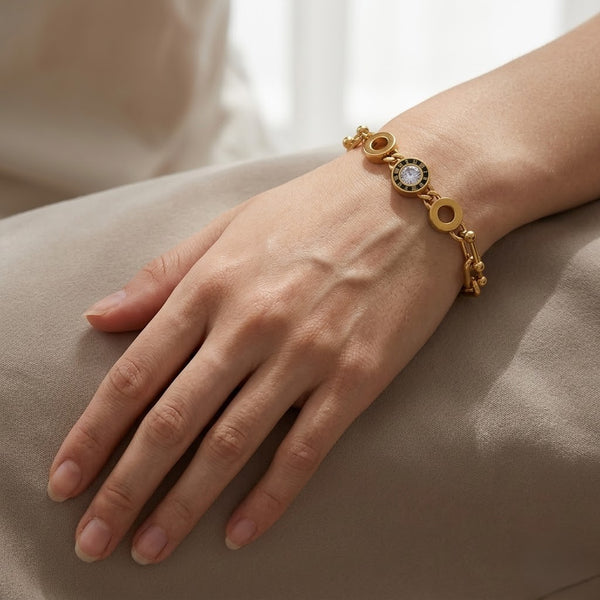 Roman Crystal Disc Link Bracelet