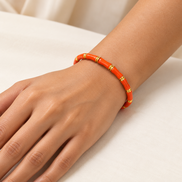 Orange Bamboo Bracelet