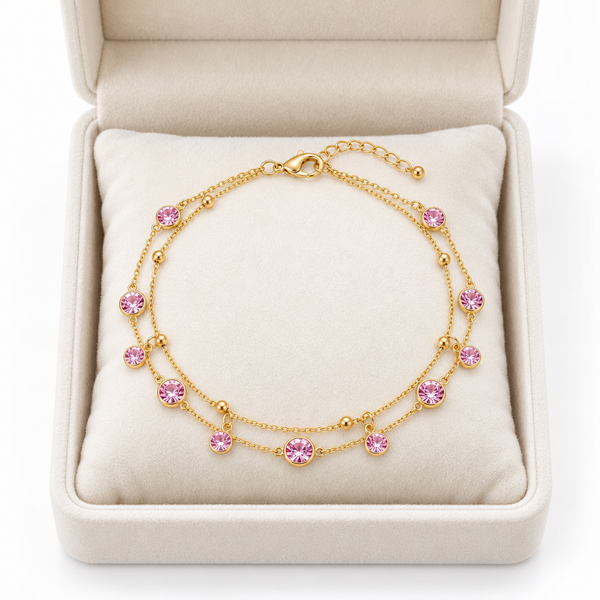 Dual Layer Pink Tassel Bracelet