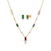 Multicolour Rectangle Necklace with Earings