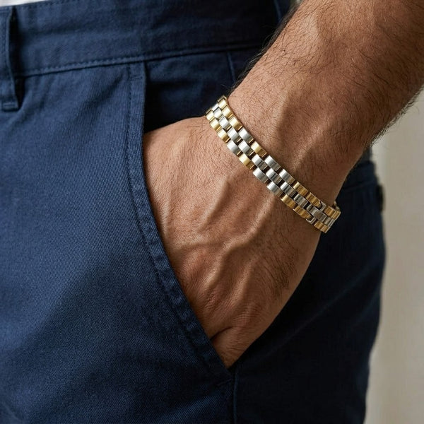Dual Tone Verc Men's Bracelet