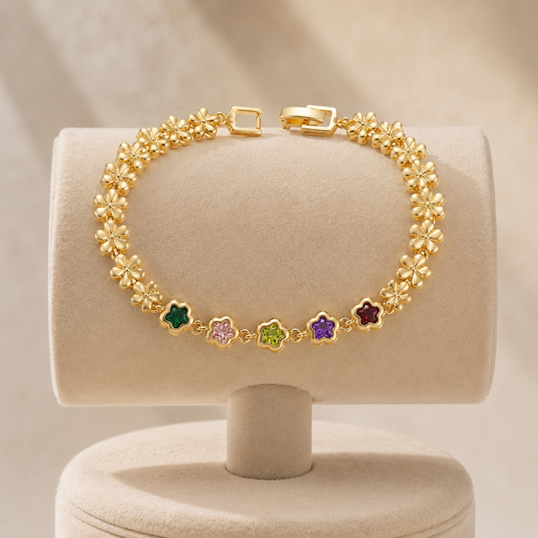 Crystal Flower Chain Bracelet