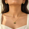 Midnight Studded Eye Necklace with Earrings