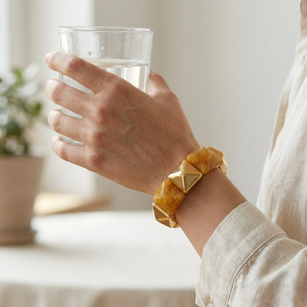 Marbel Pattern Acrylic Bracelet - Caramel