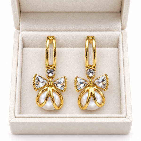 Perky Pearl Bow Earrings