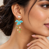 Pearl Floral Blue Earrings