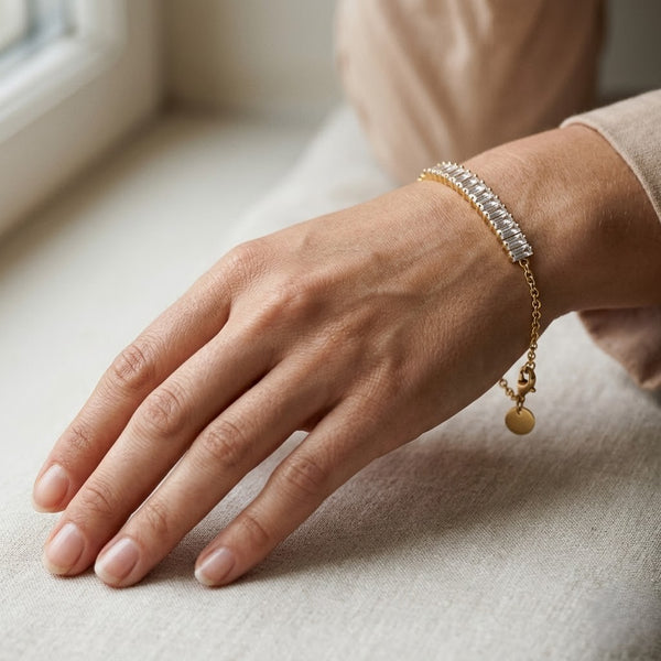 Baguette Pave Chain Bracelet