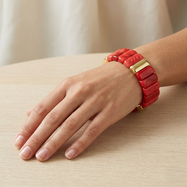 Viral Stackable Bar Bracelet - Maroon