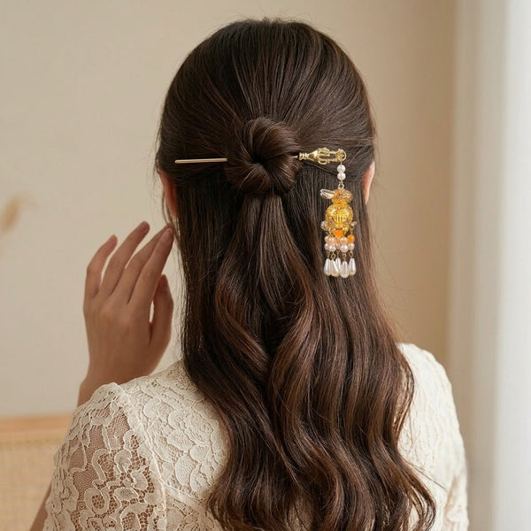 White Pearl Lantern Hair Pin – Pearl hair clip for women by Fix My Hairs