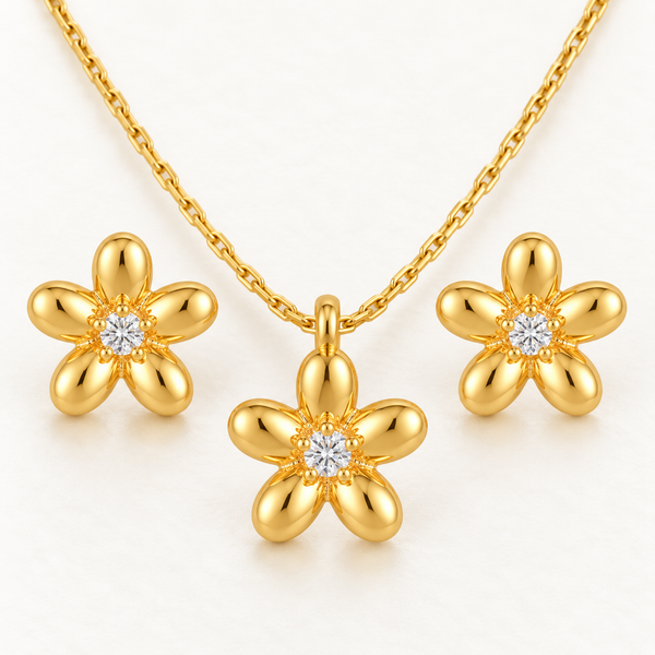 Flower Necklace with Earrings
