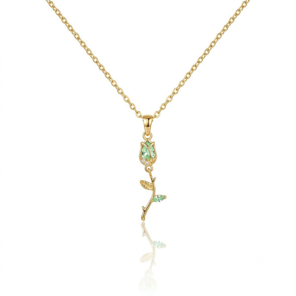 Embellished Blue Tulip Necklace