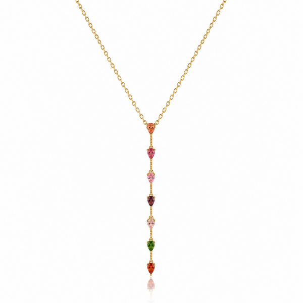 Multicolour Teardrop Y Necklace