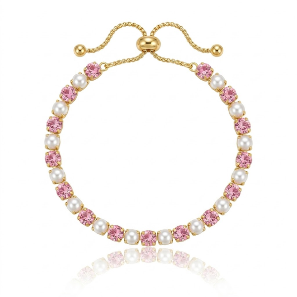 Blush and Pearl Bracelet - Adjustable