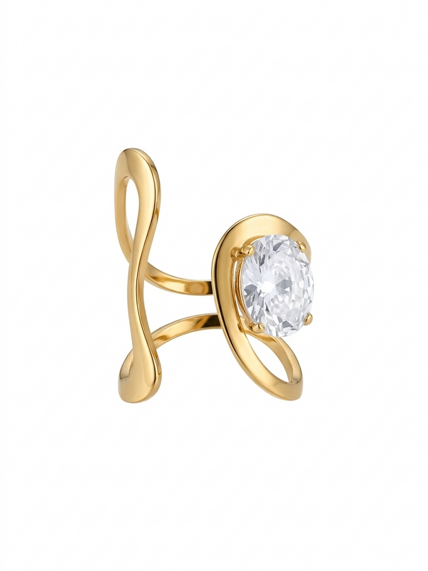 Abstract Stone Ring - Adjustable